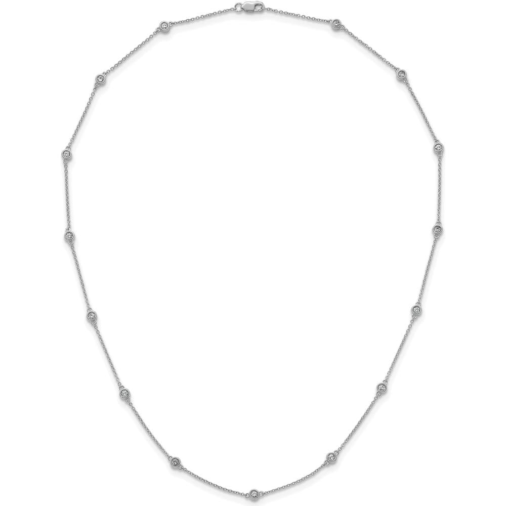 14K White Gold 15-Station Bezel-set Diamond Necklace - 1/2 Carat Total Diamond Weight by Oro Pregiato