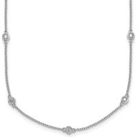 14K White Gold 15-Station Bezel-set Diamond Necklace - 3/8 Carat Total Diamond Weight by Oro Pregiato