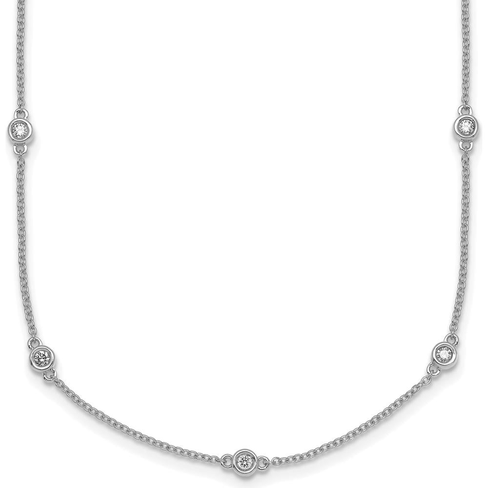 14K White Gold 15-Station Bezel-set Diamond Necklace - 3/8 Carat Total Diamond Weight by Oro Pregiato