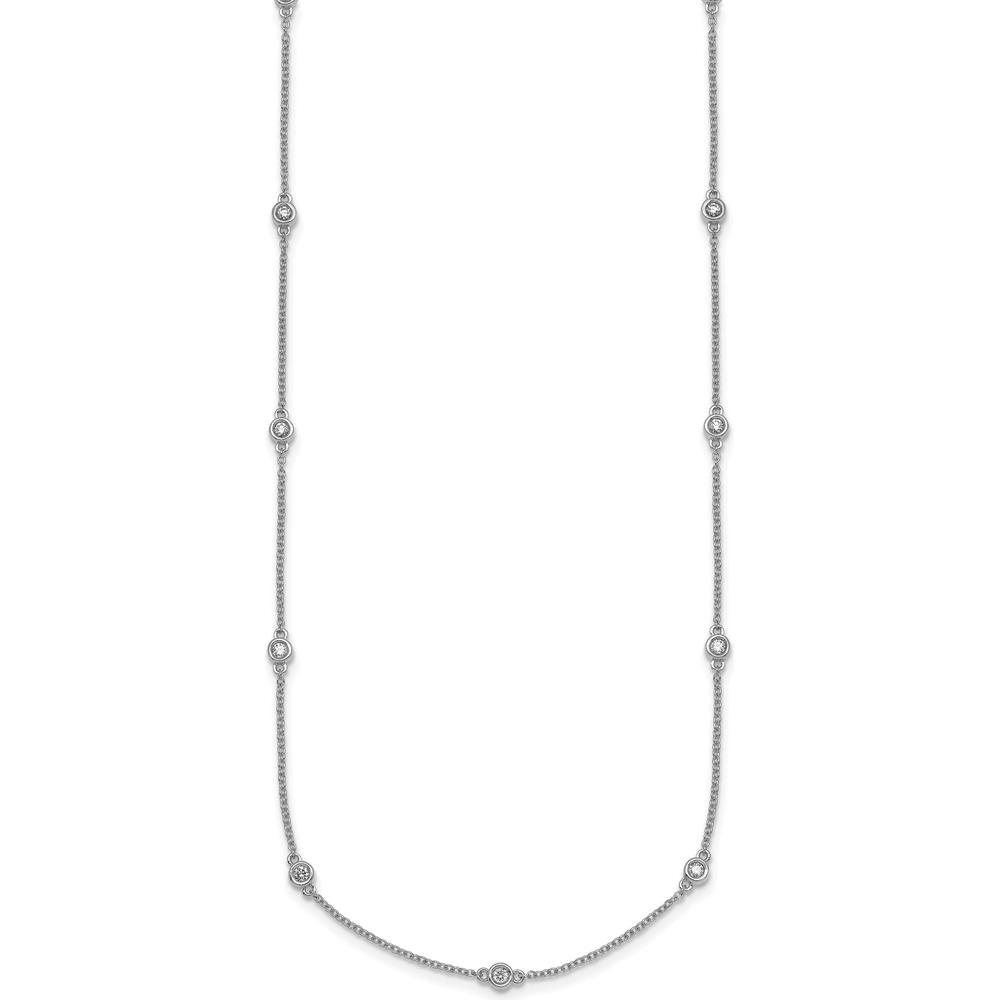 14K White Gold 15-Station Bezel-set Diamond Necklace - 3/8 Carat Total Diamond Weight by Oro Pregiato