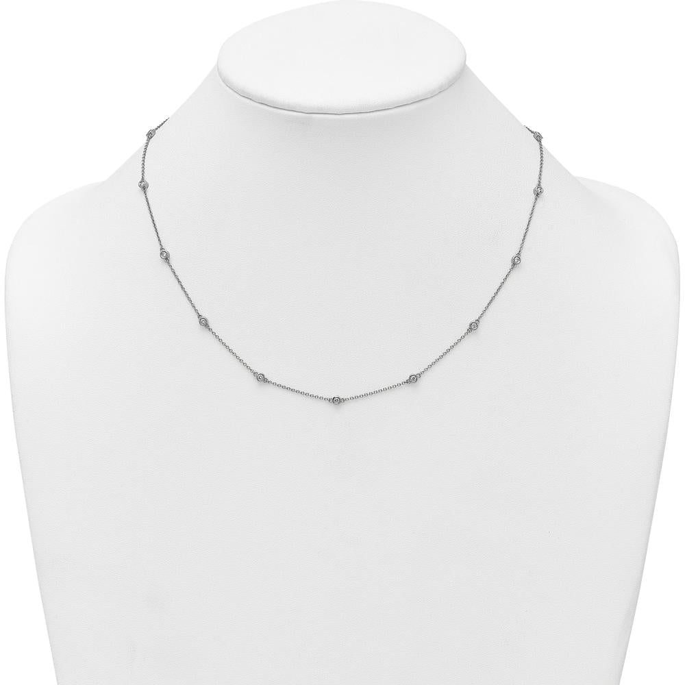 14K White Gold 15-Station Bezel-set Diamond Necklace - 3/8 Carat Total Diamond Weight by Oro Pregiato