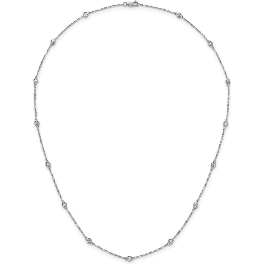 14K White Gold 15-Station Bezel-set Diamond Necklace - 3/8 Carat Total Diamond Weight by Oro Pregiato
