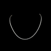14K White Gold 157-Stone Round Brilliant Cut Diamond Tennis Necklace - 6.96 Carat Total Weight, E-F Color, VS+ Clarity - Covaloro Fine Jewelry