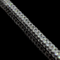 14K White Gold 157-Stone Round Brilliant Cut Diamond Tennis Necklace - 6.96 Carat Total Weight, E-F Color, VS+ Clarity - Covaloro Fine Jewelry