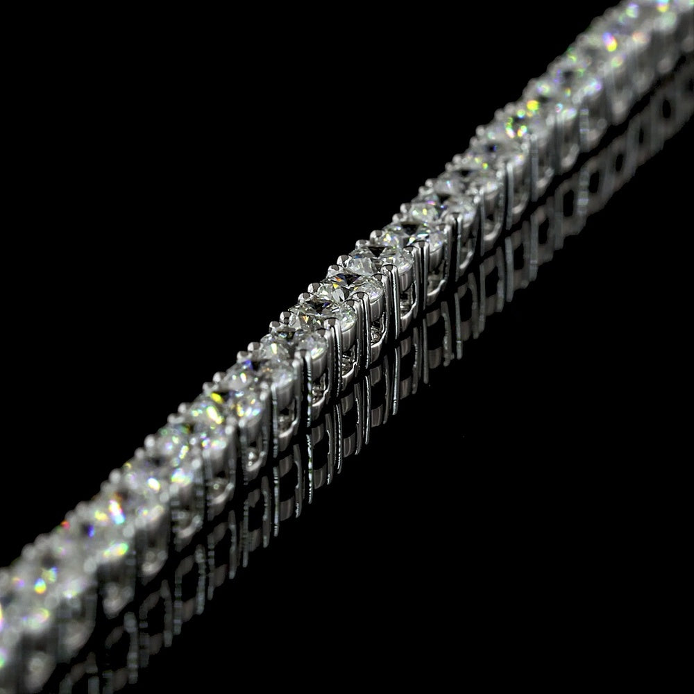 14K White Gold 157-Stone Round Brilliant Cut Diamond Tennis Necklace - 6.96 Carat Total Weight, E-F Color, VS+ Clarity - Covaloro Fine Jewelry