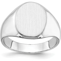 14K White Gold 15mm Men's Signet Ring with Satin Finish and Rhodium Plating by 0