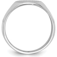 14K White Gold 15mm Men's Signet Ring with Satin Finish and Rhodium Plating by 0