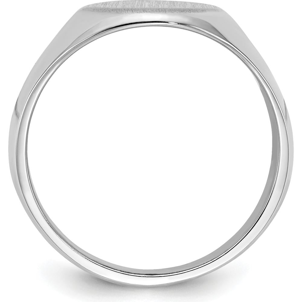 14K White Gold 15mm Men's Signet Ring with Satin Finish and Rhodium Plating by 0