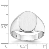 14K White Gold 15mm Men's Signet Ring with Satin Finish and Rhodium Plating by 0