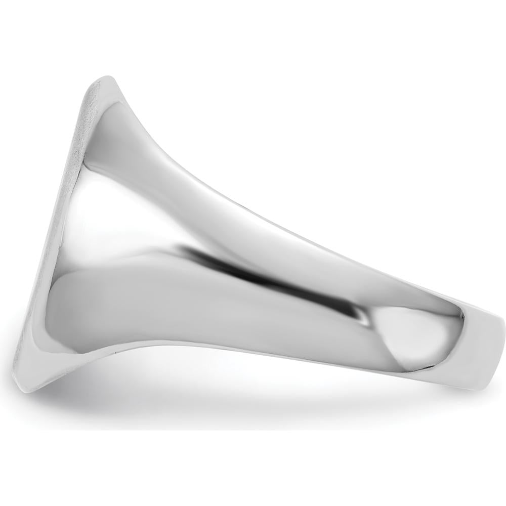 14K White Gold 15mm Men's Signet Ring with Satin Finish and Rhodium Plating by 0