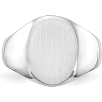 14K White Gold 15mm Men's Signet Ring with Satin Finish and Rhodium Plating by 0