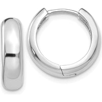 14K White Gold 15mm Round Hinged Hoop Earrings with Polished Finish - Rhodium Plated by 0