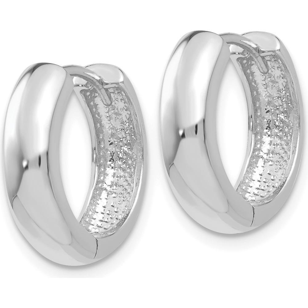14K White Gold 15mm Round Hinged Hoop Earrings with Polished Finish - Rhodium Plated by 0