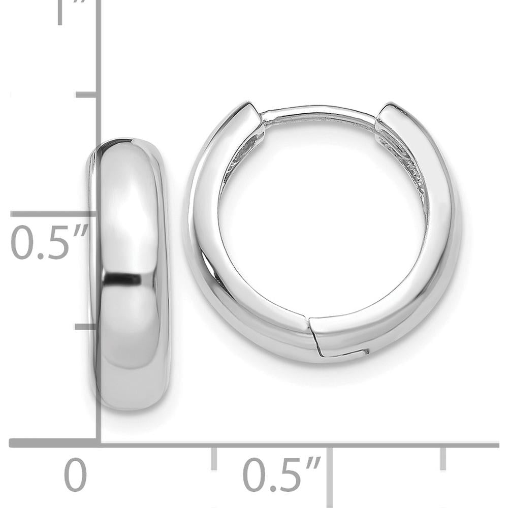14K White Gold 15mm Round Hinged Hoop Earrings with Polished Finish - Rhodium Plated by 0