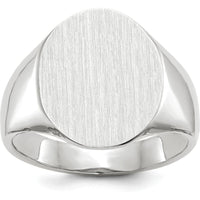 14K White Gold 15x18.5mm Closed Back Men's Signet Ring - Engravable and Sizable by 0