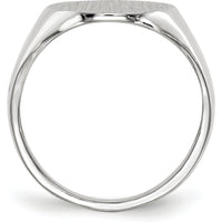 14K White Gold 15x18.5mm Closed Back Men's Signet Ring - Engravable and Sizable by 0