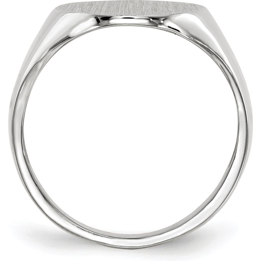 14K White Gold 15x18.5mm Closed Back Men's Signet Ring - Engravable and Sizable by 0
