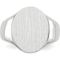 14K White Gold 15x18.5mm Closed Back Men's Signet Ring - Engravable and Sizable by 0