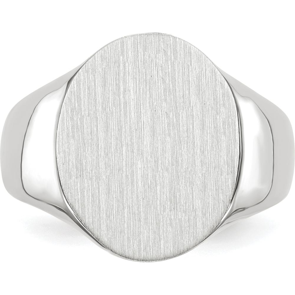 14K White Gold 15x18.5mm Closed Back Men's Signet Ring - Engravable and Sizable by 0