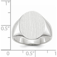 14K White Gold 15x18.5mm Closed Back Men's Signet Ring - Engravable and Sizable by 0