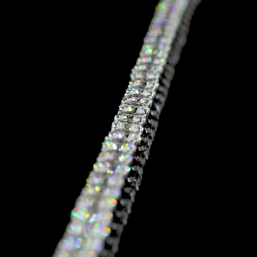 14K White Gold 16.04 Carats Tennis Necklace with Prong Set Round Brilliant Cut Lab Diamonds - 123 Stones, E-F Color, VS2 Clarity - Covaloro Fine Jewelry