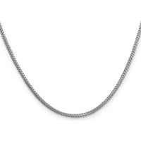 14K White Gold 16" 1.3mm Franco Chain with Lobster Clasp - Rhodium Plated Finish by Oro Pregiato