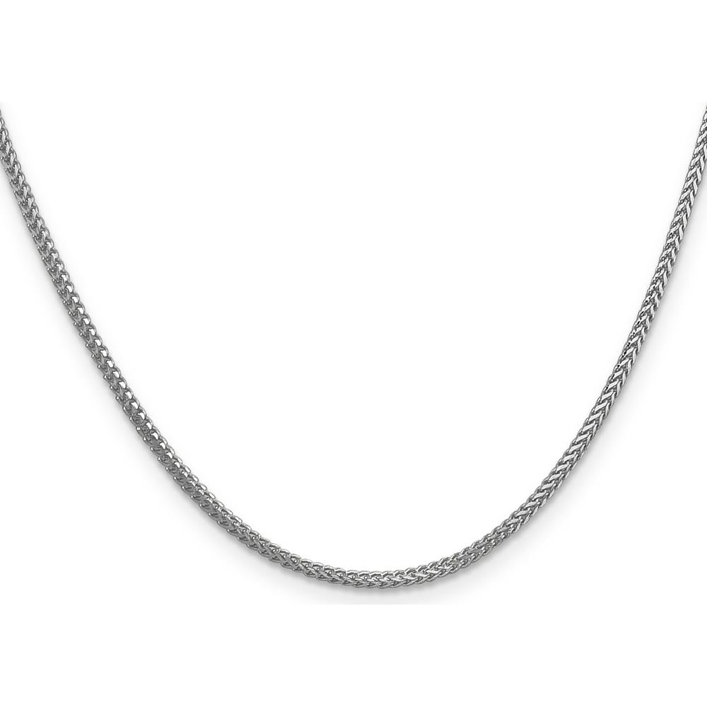 14K White Gold 16" 1.3mm Franco Chain with Lobster Clasp - Rhodium Plated Finish by Oro Pregiato