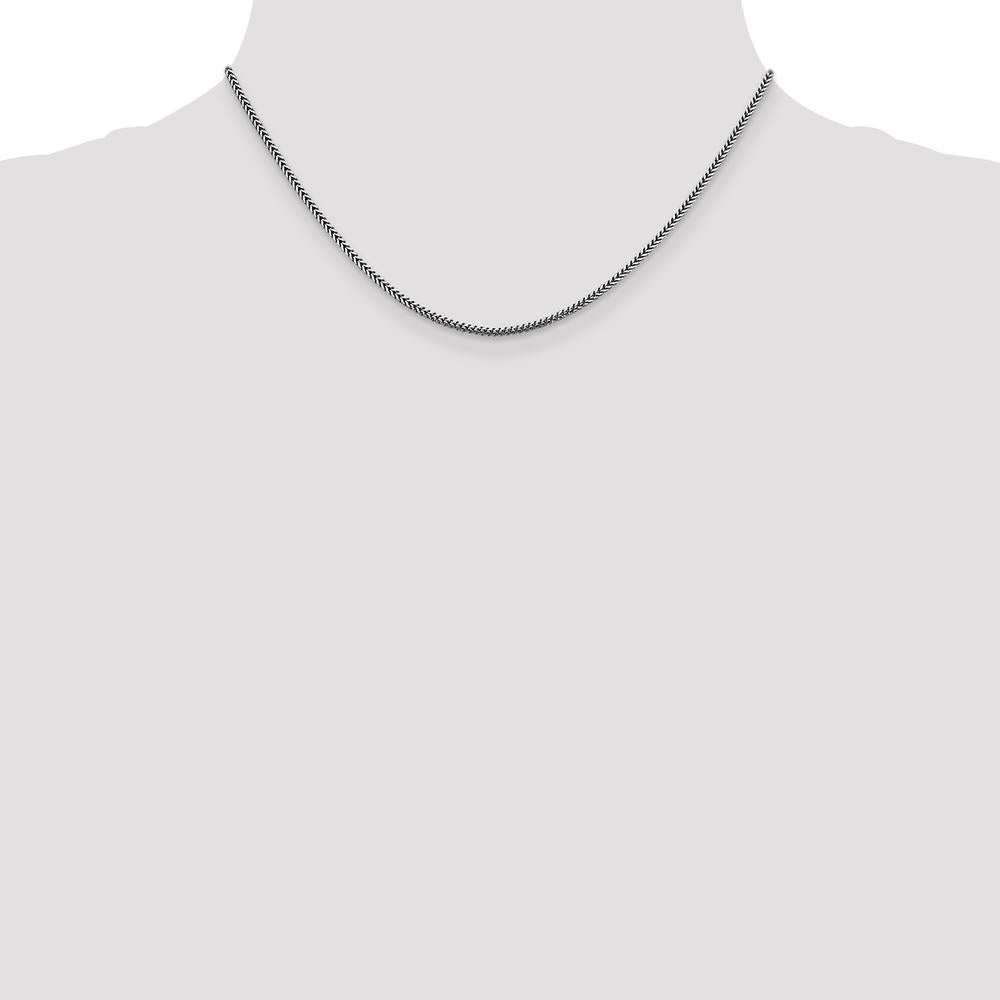 14K White Gold 16" 1.4mm Franco Chain Necklace with Lobster Clasp by Oro Pregiato