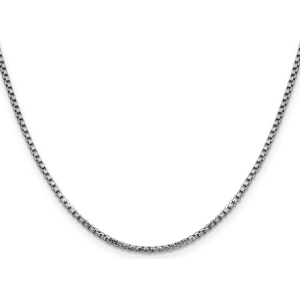 14K White Gold 16" 1.75mm Semi-Solid Round Box Chain with Lobster Clasp by Oro Pregiato