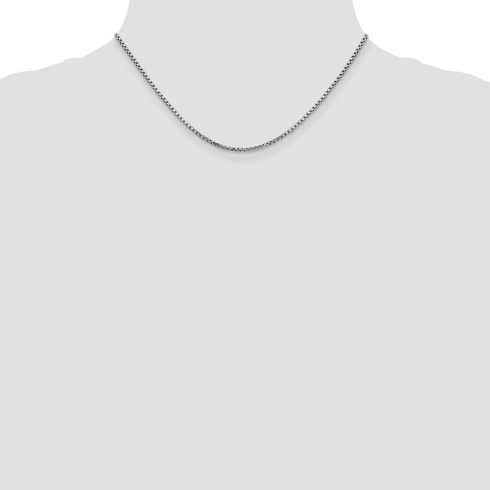 14K White Gold 16" 1.75mm Semi-Solid Round Box Chain with Lobster Clasp by Oro Pregiato