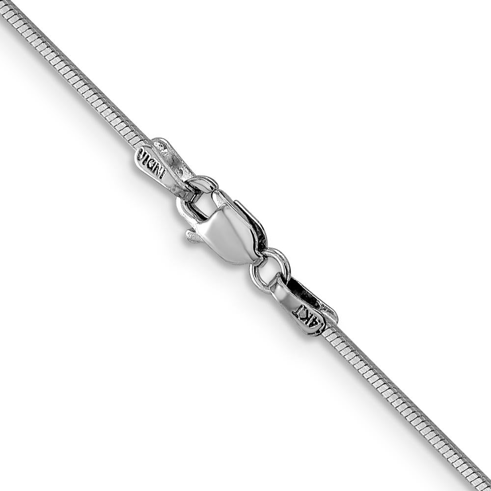 14K White Gold 16" 1mm Octagonal Snake Chain with Lobster Clasp - Polished Finish by Oro Pregiato