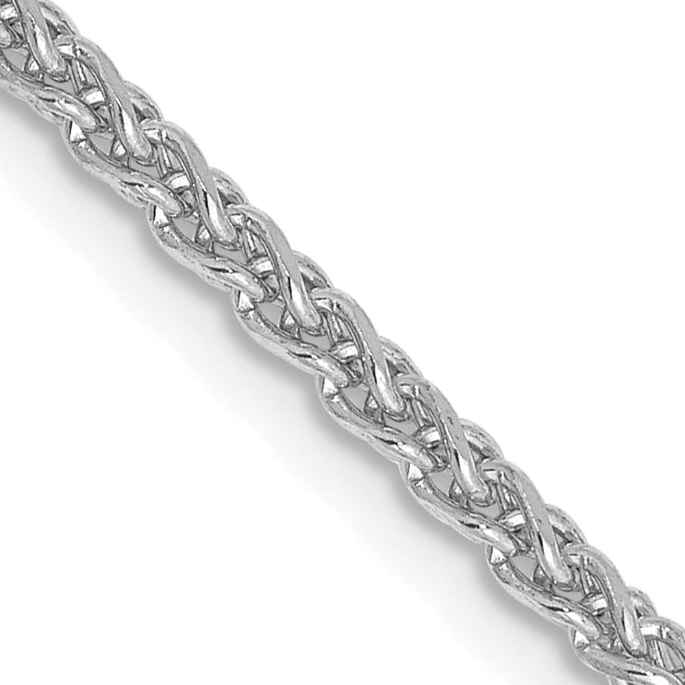 14K White Gold 16" 2.1mm Diamond-Cut Spiga Chain with Lobster Clasp by Oro Pregiato