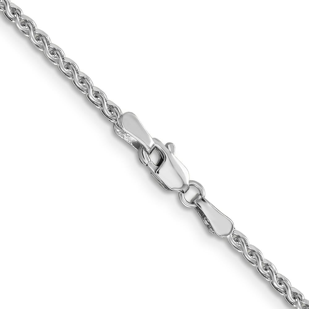 14K White Gold 16" 2.1mm Diamond-Cut Spiga Chain with Lobster Clasp by Oro Pregiato