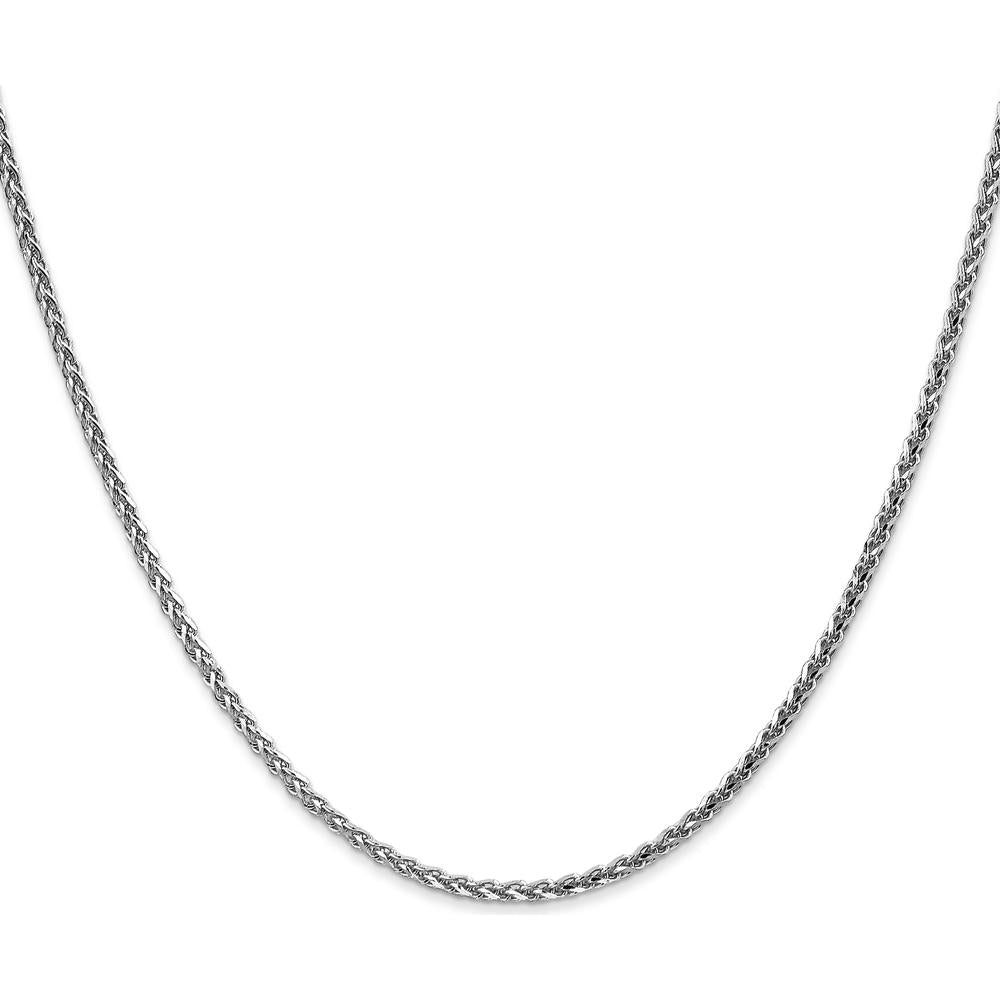 14K White Gold 16" 2.1mm Diamond-Cut Spiga Chain with Lobster Clasp by Oro Pregiato