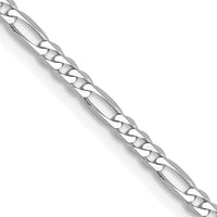 14K White Gold 16" 2.25mm Flat Figaro Chain with Lobster Clasp by 0