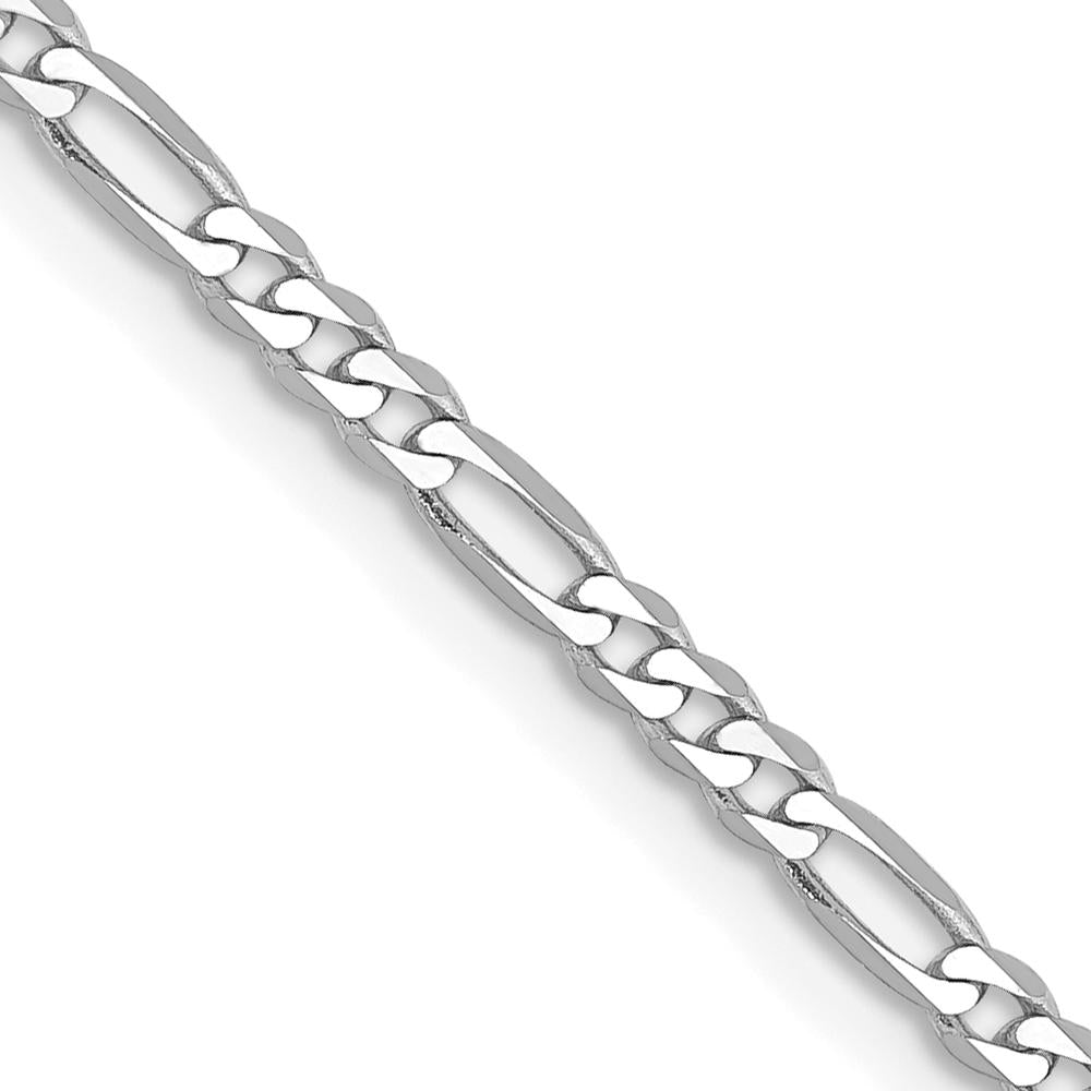 14K White Gold 16" 2.25mm Flat Figaro Chain with Lobster Clasp by 0