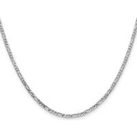 14K White Gold 16" 2.25mm Flat Figaro Chain with Lobster Clasp by 0