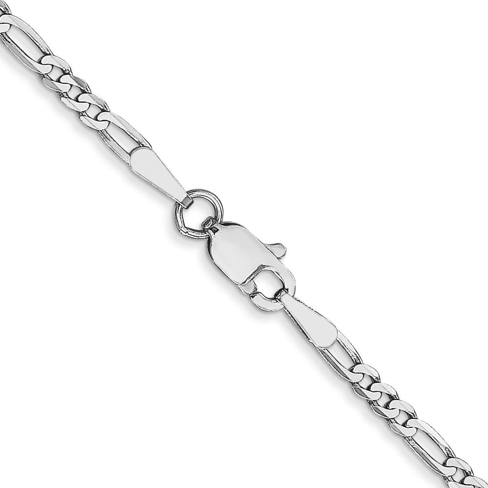 14K White Gold 16" 2.25mm Flat Figaro Chain with Lobster Clasp by 0