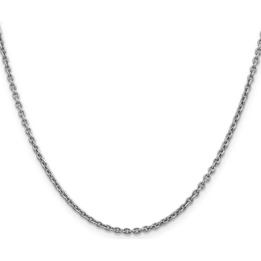14K White Gold 16" 2.2mm Forzantine Cable Chain Necklace with Lobster Clasp - Polished Finish by Oro Pregiato
