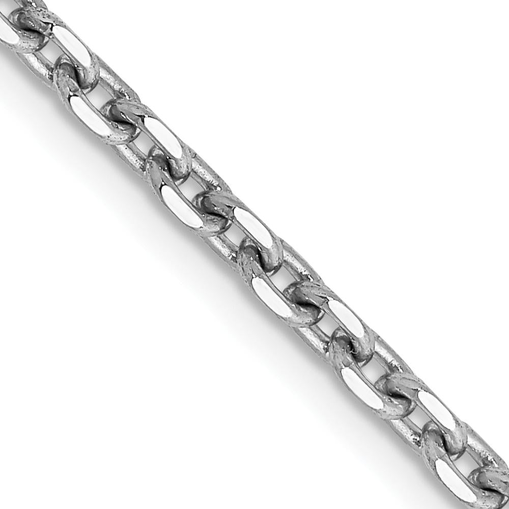 14K White Gold 16" 2.5mm Diamond-Cut Cable Chain Necklace with Lobster Clasp - Polished Finish by Oro Pregiato