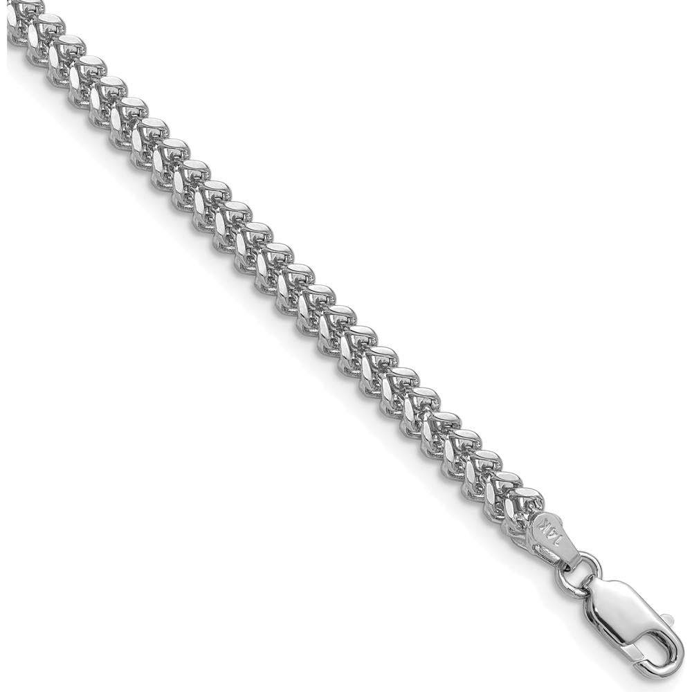 14K White Gold 16" 2.5mm Franco Chain Necklace with Lobster Clasp by Oro Pregiato