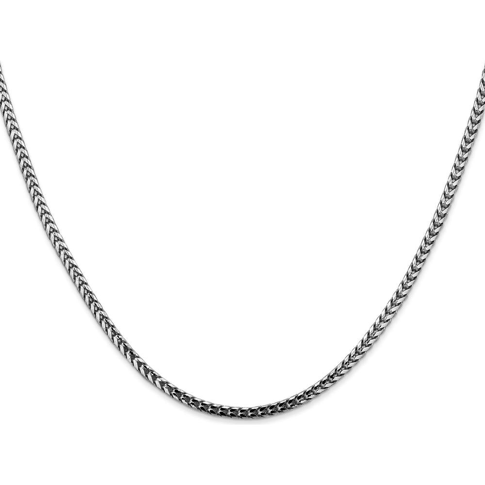 14K White Gold 16" 2.5mm Franco Chain Necklace with Lobster Clasp by Oro Pregiato