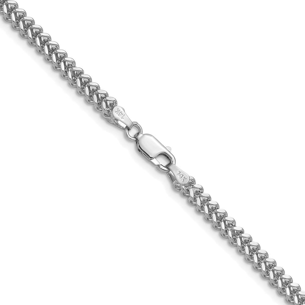 14K White Gold 16" 2.5mm Franco Chain Necklace with Lobster Clasp by Oro Pregiato