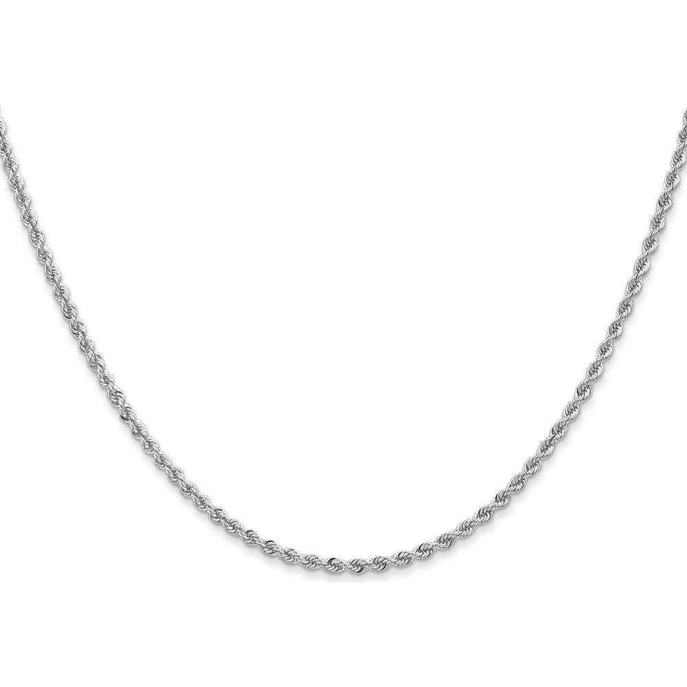 14K White Gold 16" 2mm Regular Rope Chain Necklace with Lobster Clasp by 0