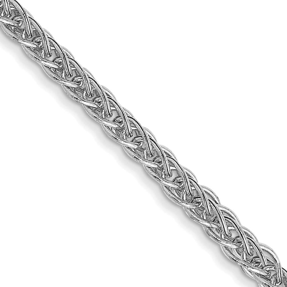 14K White Gold 16" 2mm Semi-Solid 3-Wire Wheat Chain with Lobster Clasp by Oro Pregiato