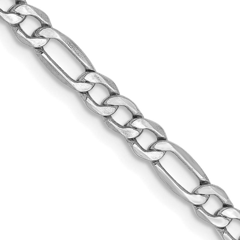 14K White Gold 16" 3.5mm Semi-Solid Figaro Chain Necklace with Lobster Clasp by IBGoodman