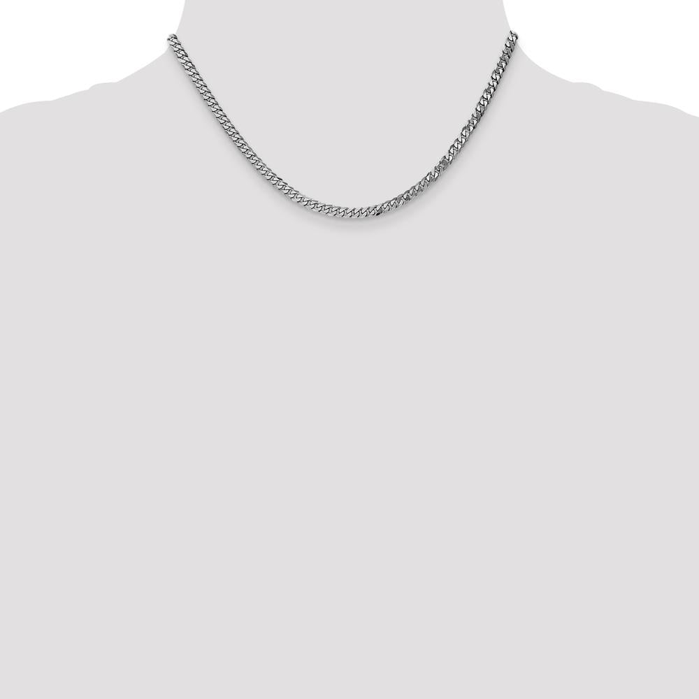 14K White Gold 16" 3.9mm Flat Beveled Curb Chain Necklace with Lobster Clasp by 0