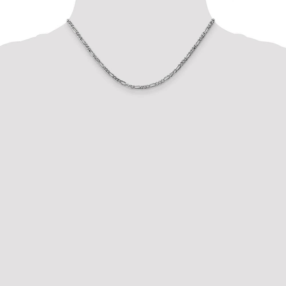 14K White Gold 16" 3mm Flat Figaro Chain Necklace with Lobster Clasp by 0