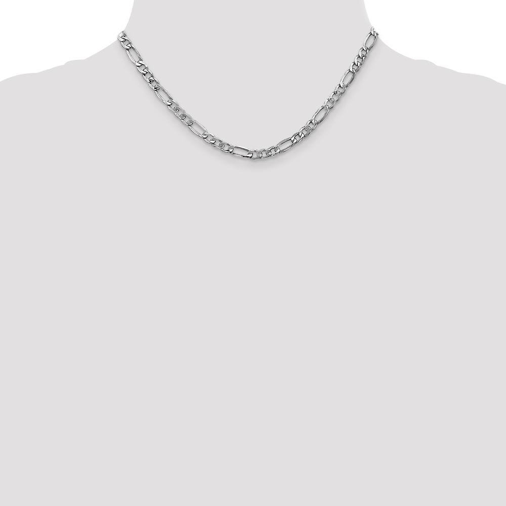 14K White Gold 16" 5.75mm Figaro Chain Necklace with Lobster Clasp - Polished Finish by Oro Pregiato