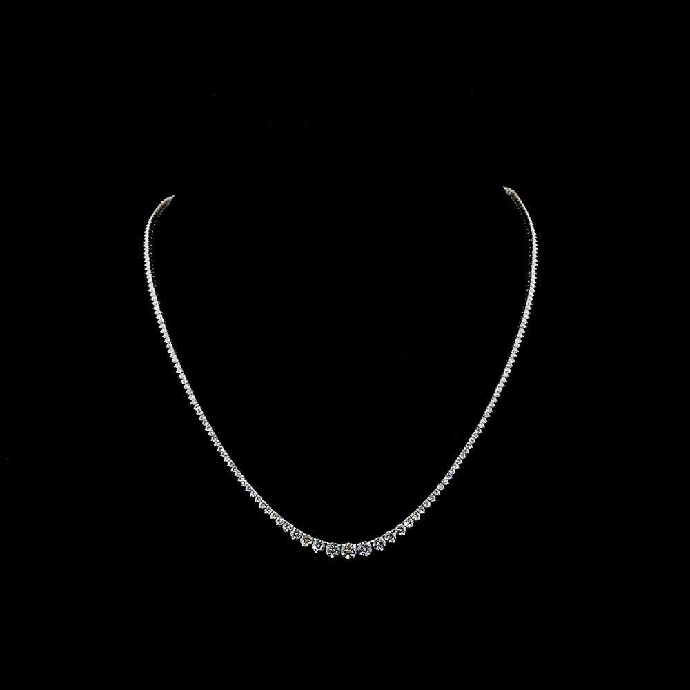 14K White Gold 16.5" Graduated Riviera Necklace with Lab-Grown Round Brilliant Diamonds - 5.14 Carats Total Diamond Weight, E-F Color, VS Clarity - Covaloro Fine Jewelry